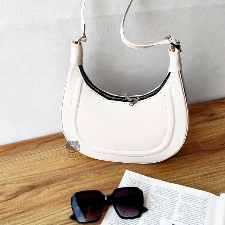 خرید آنلاین کیف هلالی زنانه شیری